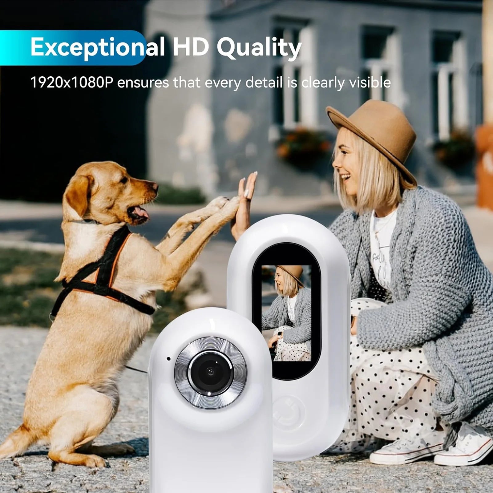 Pet Action Camera Small Pet Collar Camera 0.96in Screen Lightweight Full HD Rechargeable with Video Records for Cat for Outdoor PetVerse