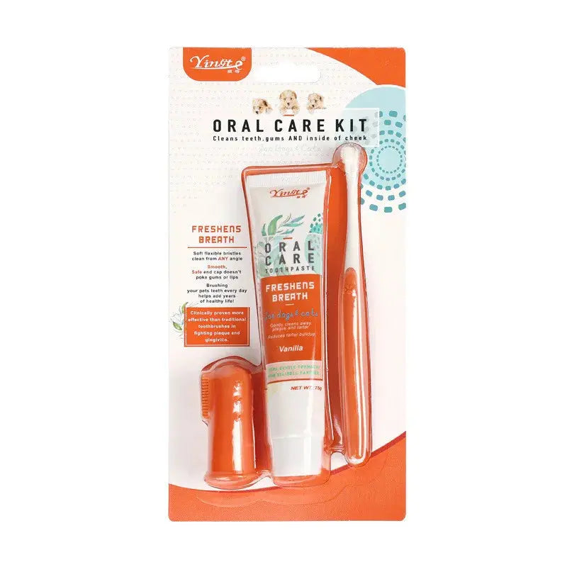 Cat Toothbrush and Toothpaste Set for Teeth Cleaning Vanilla Toothpaste Finger Toothbrush Tongue Cleaning Pet Accessories PetVerse