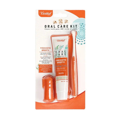 Cat Toothbrush and Toothpaste Set for Teeth Cleaning Vanilla Toothpaste Finger Toothbrush Tongue Cleaning Pet Accessories PetVerse