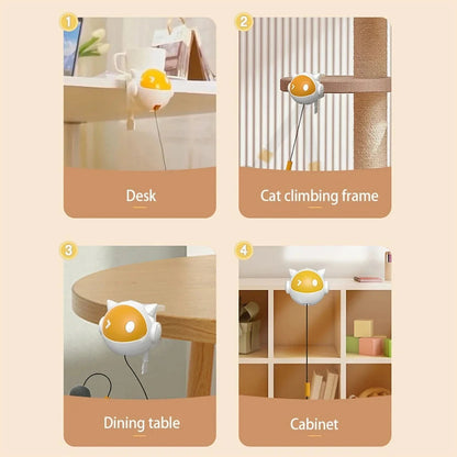 Interactive Electric Cat Toy with Replaceable Hair Ball Yellow Ball  Auto-Off Timer and Clip-On Design for Desktop or Cat Tree PetVerse