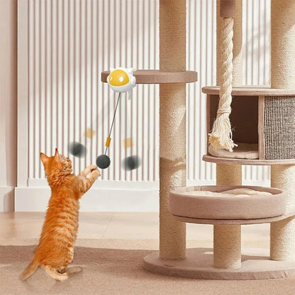 Interactive Electric Cat Toy with Replaceable Hair Ball Yellow Ball  Auto-Off Timer and Clip-On Design for Desktop or Cat Tree PetVerse