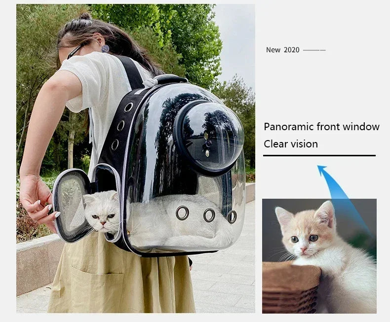 Pet Cat Carrying Bag Space Pet Backpacks Breathable Portable Transparent Backpack Puppy Dog Transport Carrier Space Capsule Bags PetVerse