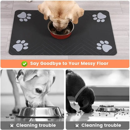 Pet Feeding Mat-Absorbent Pet Placemat for Food and Water Bowl with Waterproof Rubber Backing Quick Dry Water Mat for Dog Cat PetVerse