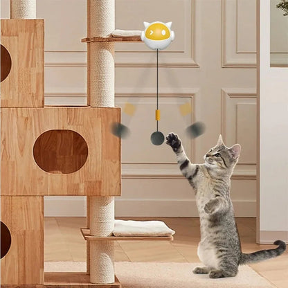 Interactive Electric Cat Toy with Replaceable Hair Ball Yellow Ball  Auto-Off Timer and Clip-On Design for Desktop or Cat Tree PetVerse
