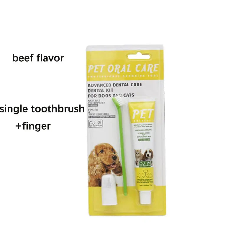 Cat Toothbrush and Toothpaste Set for Teeth Cleaning Vanilla Toothpaste Finger Toothbrush Tongue Cleaning Pet Accessories PetVerse
