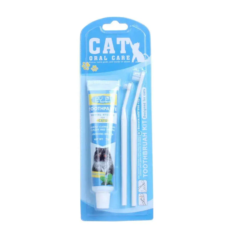 Cat Toothbrush and Toothpaste Set for Teeth Cleaning Vanilla Toothpaste Finger Toothbrush Tongue Cleaning Pet Accessories PetVerse