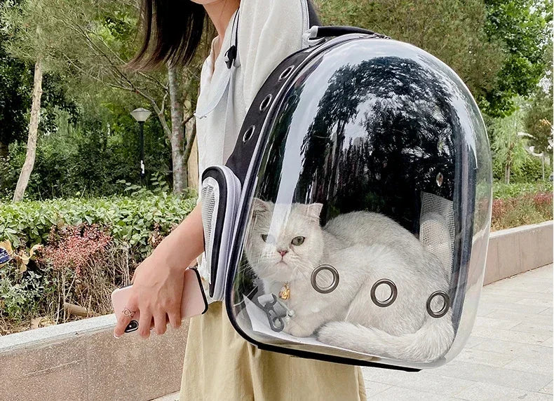 Pet Cat Carrying Bag Space Pet Backpacks Breathable Portable Transparent Backpack Puppy Dog Transport Carrier Space Capsule Bags PetVerse