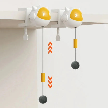 Interactive Electric Cat Toy with Replaceable Hair Ball Yellow Ball  Auto-Off Timer and Clip-On Design for Desktop or Cat Tree PetVerse