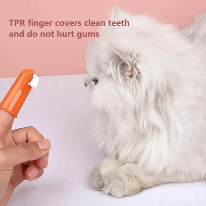 Cat Toothbrush and Toothpaste Set for Teeth Cleaning Vanilla Toothpaste Finger Toothbrush Tongue Cleaning Pet Accessories PetVerse