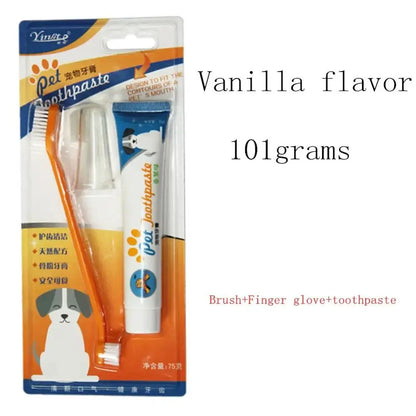 Cat Toothbrush and Toothpaste Set for Teeth Cleaning Vanilla Toothpaste Finger Toothbrush Tongue Cleaning Pet Accessories PetVerse